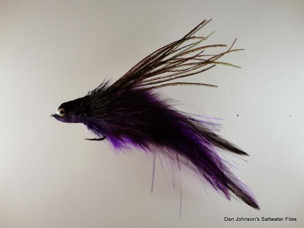 Flat Nose Andino Deceiver - Purple / Black Hackle #3/0 - Dan Johnson Custom Saltwater Flies