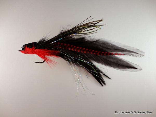 Flat Nose Andino Deceiver - Red / Black Hackle #3/0 - Dan Johnson Custom Saltwater Flies