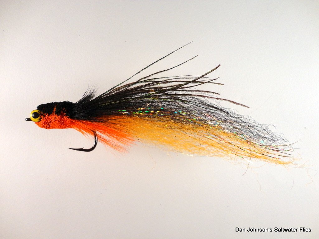 Flat Nose Andino Deceiver - Orange / Black Synthetic #4/0 - Dan Johnson Custom Saltwater Flies
