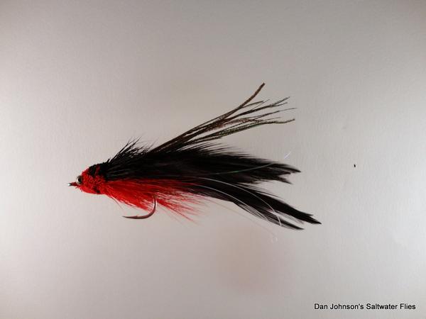 Baby Andino Deceiver - Red / Black Hackle #2/0 - Dan Johnson Custom Saltwater Flies