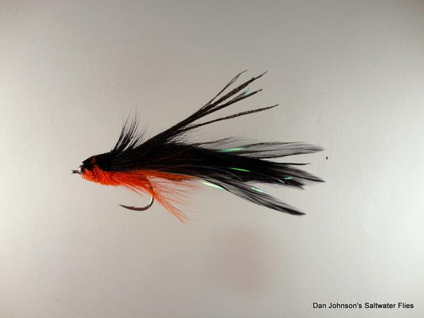 Baby Andino Deceiver - Orange / Black Hackle #2/0 - Dan Johnson Custom Saltwater Flies