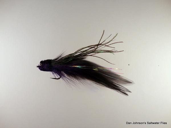 Baby Andino Deceiver - Purple / Black Hackle #2/0 - Dan Johnson Custom Saltwater Flies
