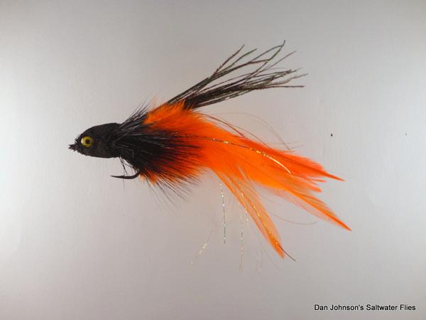 Flat Nose Andino Deceiver - Black / Orange Hackle #3/0 - Dan Johnson Custom Saltwater Flies