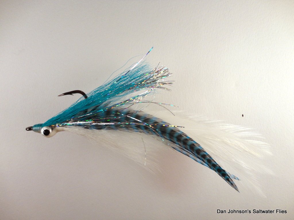 Peacock Bass DeClouser - Baby Blue / White - Dan Johnson Custom Saltwater Flies