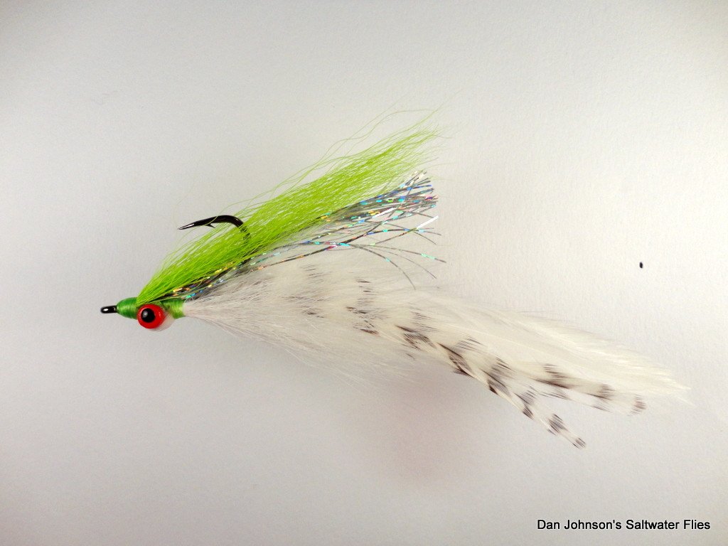 Peacock Bass DeClouser - Chartreuse / White - Dan Johnson Custom Saltwater Flies
