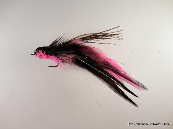 Flat Nose Andino Deceiver - Black / Pink Hackle #3/0 - Dan Johnson Custom Saltwater Flies