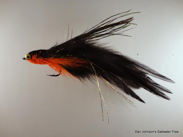 Flat Nose Andino Deceiver - Orange / Black Hackle #3/0 - Dan Johnson Custom Saltwater Flies