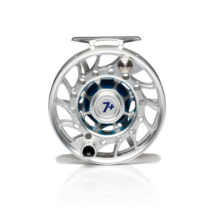 Hatch Iconic 7 Plus Silver Clear Blue Fly Reel Mid Arbor