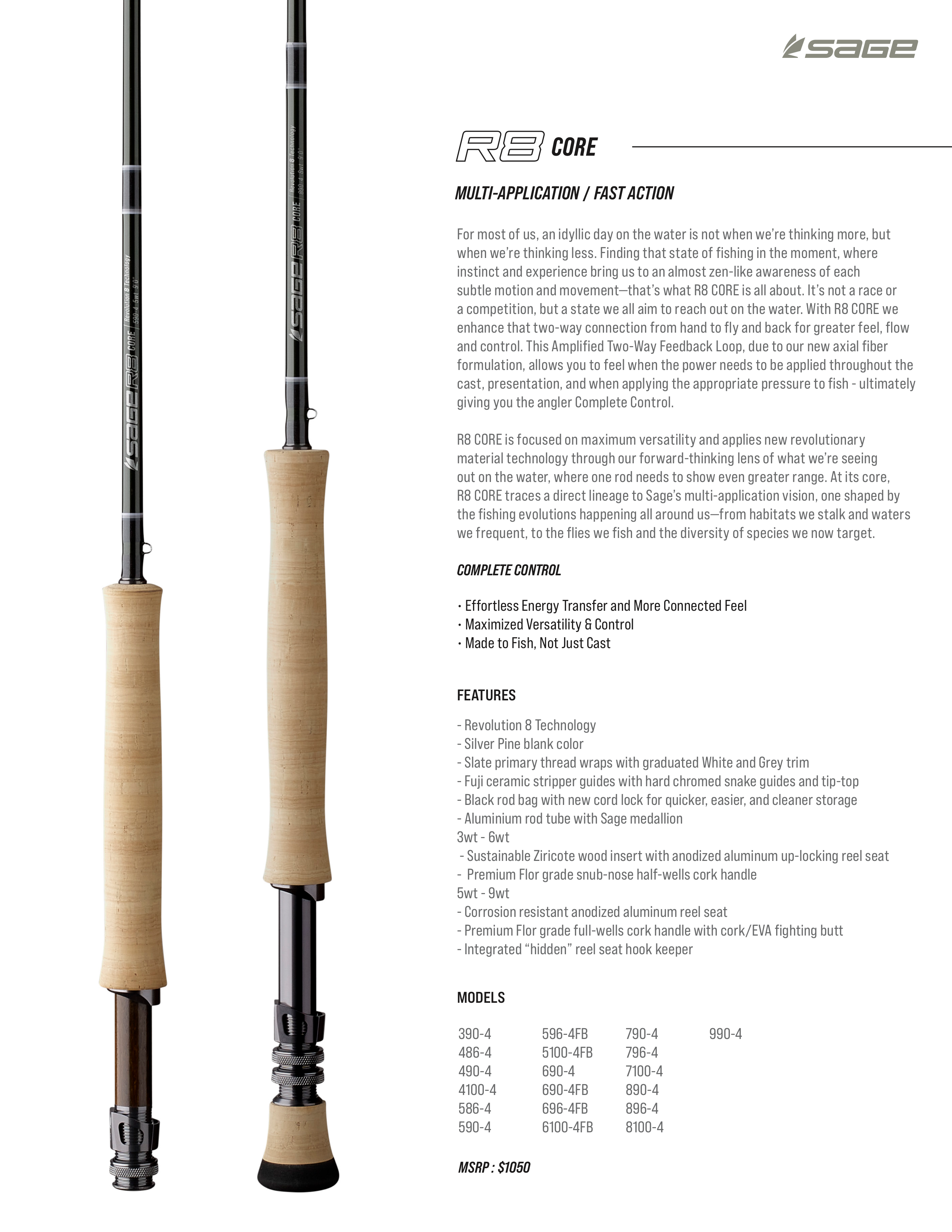 Sage R8 5wt 586-4 Fly Rods - IN STOCK!