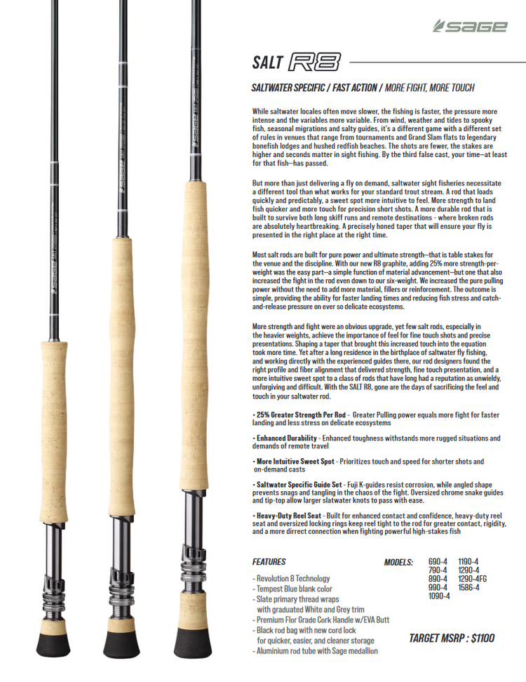 Sage Salt R8 Fly Rod – Guide Flyfishing, Fly Fishing Rods, Reels, Sage, Redington, RIO