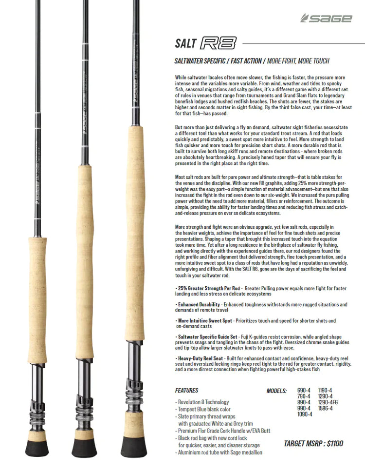 Sage SALT R8 12wt 1290-4FG Fly Rods - The Best New Rods for Saltwater