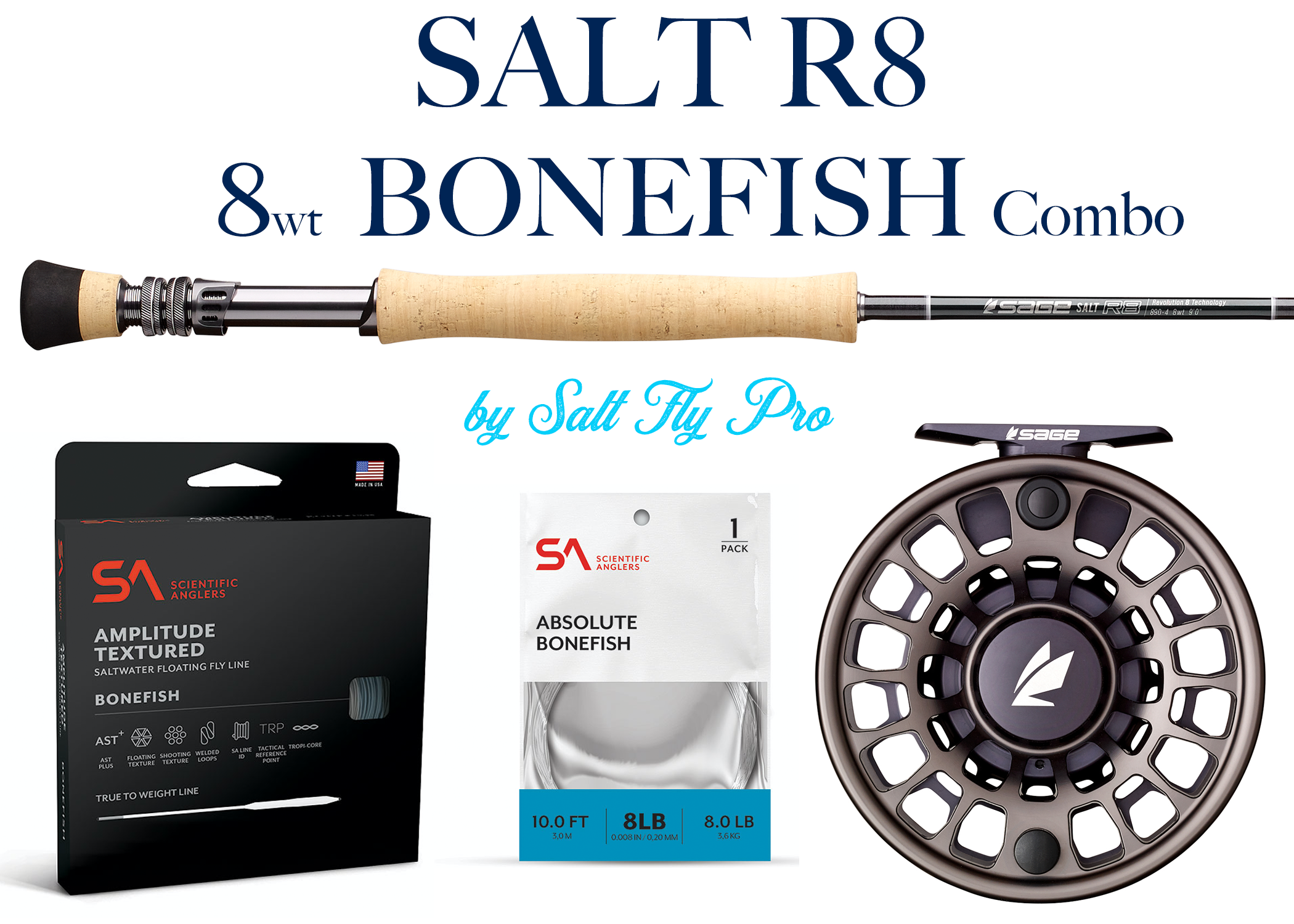 Sage SALT R8 8wt 890 Bonefish Fly Rod Combo Outfit