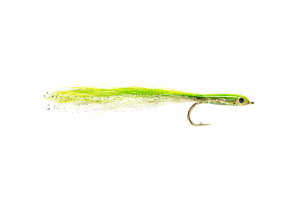 Mikkleson's Striper Fly Epoxy Baitfish Chartreuse & White #2