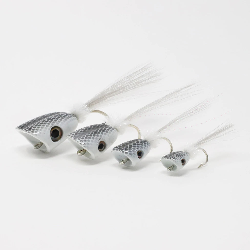 Double Barrel Baitfish Poppers White #5/0 - NEW!