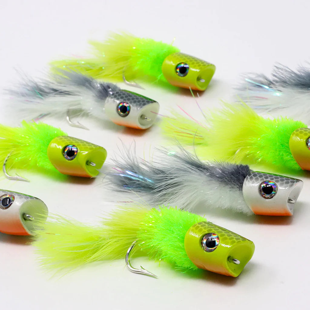 Howitzer Articulated Baitfish Poppers Yellow/Chartreuse #2/0 - NEW!